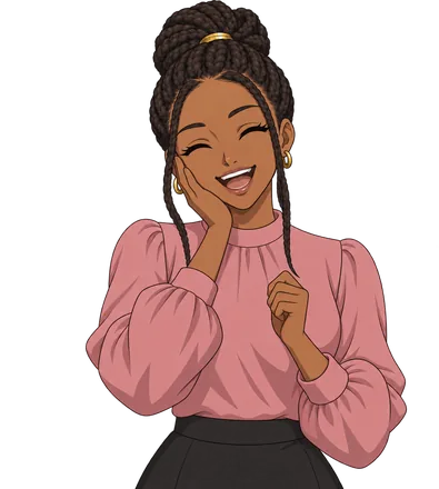 Amara, laughing