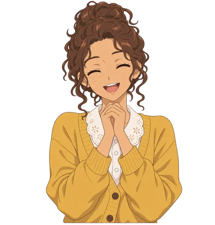 Clara, beaming